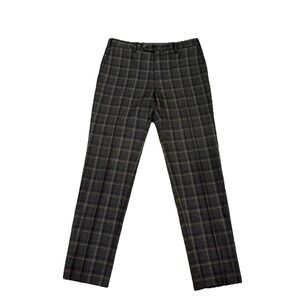 PT01 Pants Preppy Fit Super 110's Virgin Wool Plaid Gray Multi Luxury Mens 32x30
